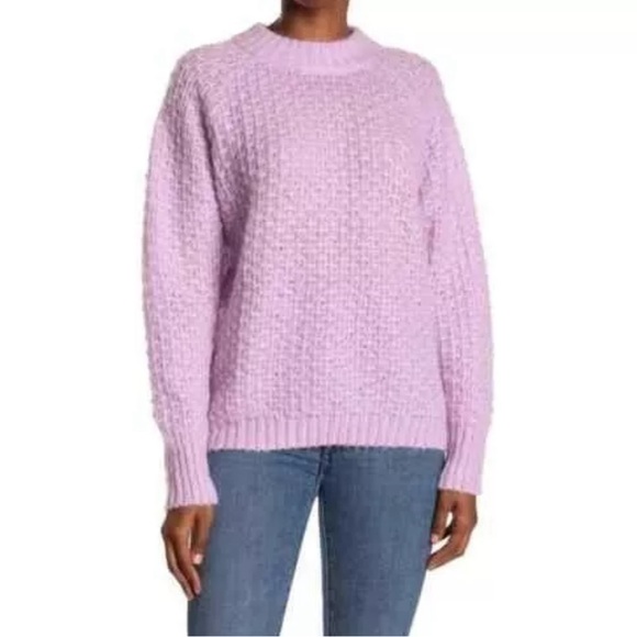 FRNCH Paris Crew Neck Pointelle Knit Sweater Lavender Sweater Size S/M - Picture 1 of 6